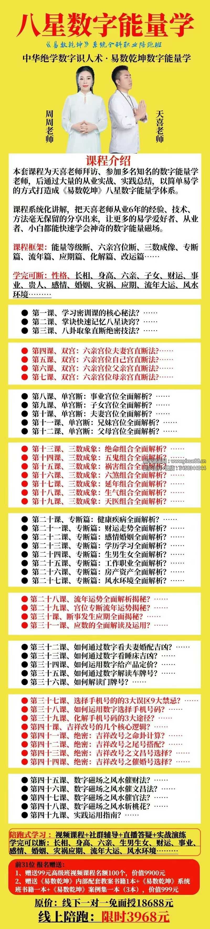 司天喜 八星数字能量学《易数乾坤》系统全科职业班48集+课件