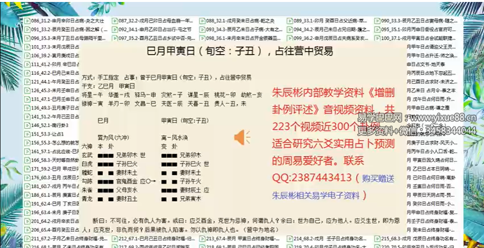朱辰彬增删卦易卦例视频221集+录音69集
